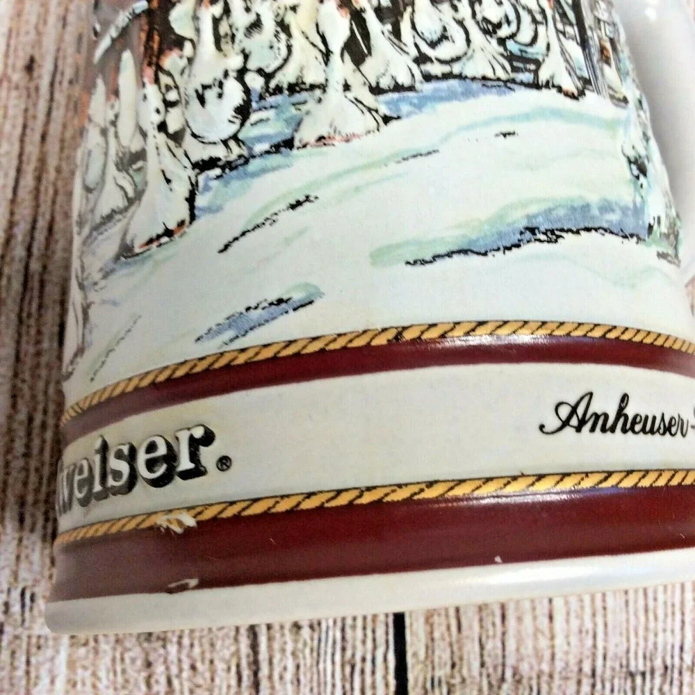 Vintage 1989 Budweiser Holiday Beer Stein Mug‎ Clydesdale Collectors Series